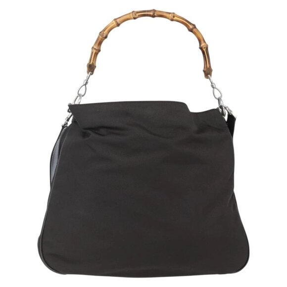 GUCCI Bamboo Hand Bag Nylon 2way Brown Silver 001 2123 1577 Auth 148948 - Picture 2 of 16